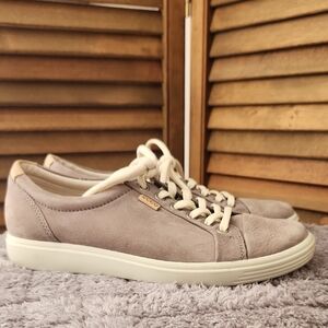 Ecco Soft 7 In Grey - Casual Leather Lace Up Lowtop